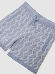 Reiss Blue Bodhi 9-13 yrs Wave-Knit Drawstring Shorts - Image 3 of 3