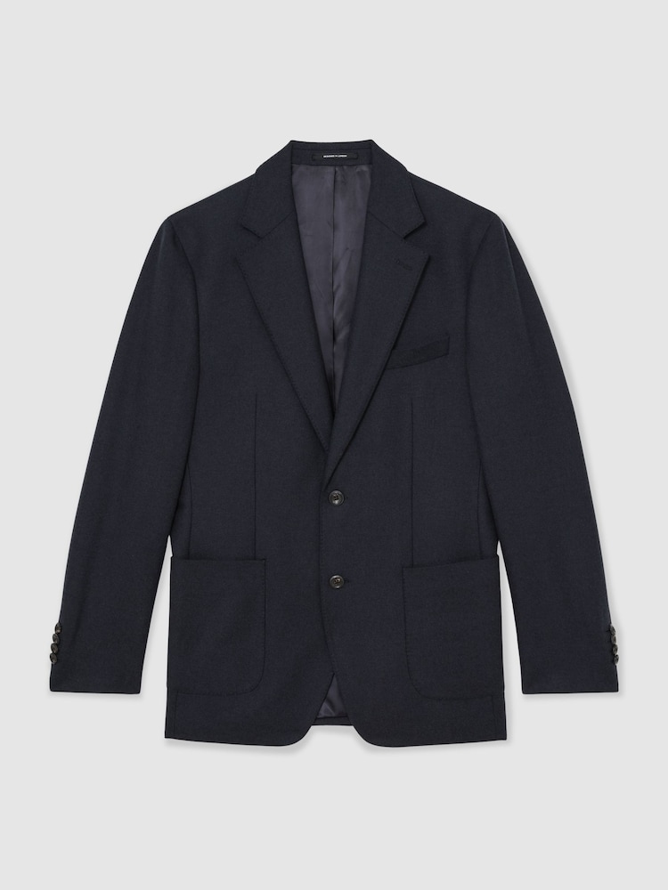 Reiss Carson Tailored Fit Flannel Single-Breasted Blazer Tailored-Fit with Wool - Imaginea 2 din 9