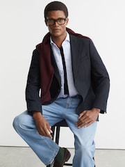 Reiss Carson Tailored Fit Flannel Single-Breasted Blazer Tailored-Fit with Wool - Imaginea 5 din 9