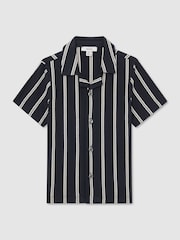 Reiss Emory Stripe Knitted Cuban-Collar Shirt - Bilde 2 av 3