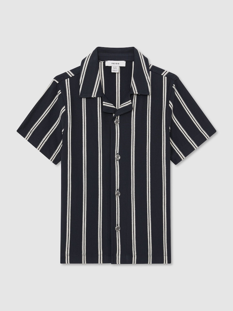 Reiss Emory Stripe Knitted Cuban-Collar Shirt - Bilde 2 av 3