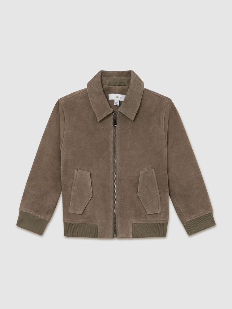 Reiss Green Sainsie 13-14 yrs Suede Zip-Through Jacket - Image 3 of 3