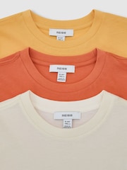 Reiss Yellow/Orange/Off White Bless 3 Pack 3-9 yrs 3 Pack Cotton Crew-Neck T-Shirts - Image 3 of 3