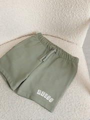 Reiss Sage/Off White Swinley Cotton Logo Drawstring Shorts - Image 1 of 4