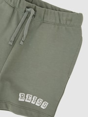 Reiss Sage/Off White Swinley Cotton Logo Drawstring Shorts - Image 3 of 4