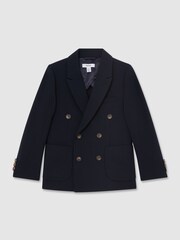 Reiss Navy Belmont Double-Breasted Textured Blazer With Wool - Image 2 of 3
