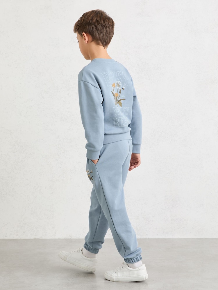 Reiss Pale Blue Epping 9-13 yrs Cotton Dandelion Logo Sweatshirt - Image 1 of 4