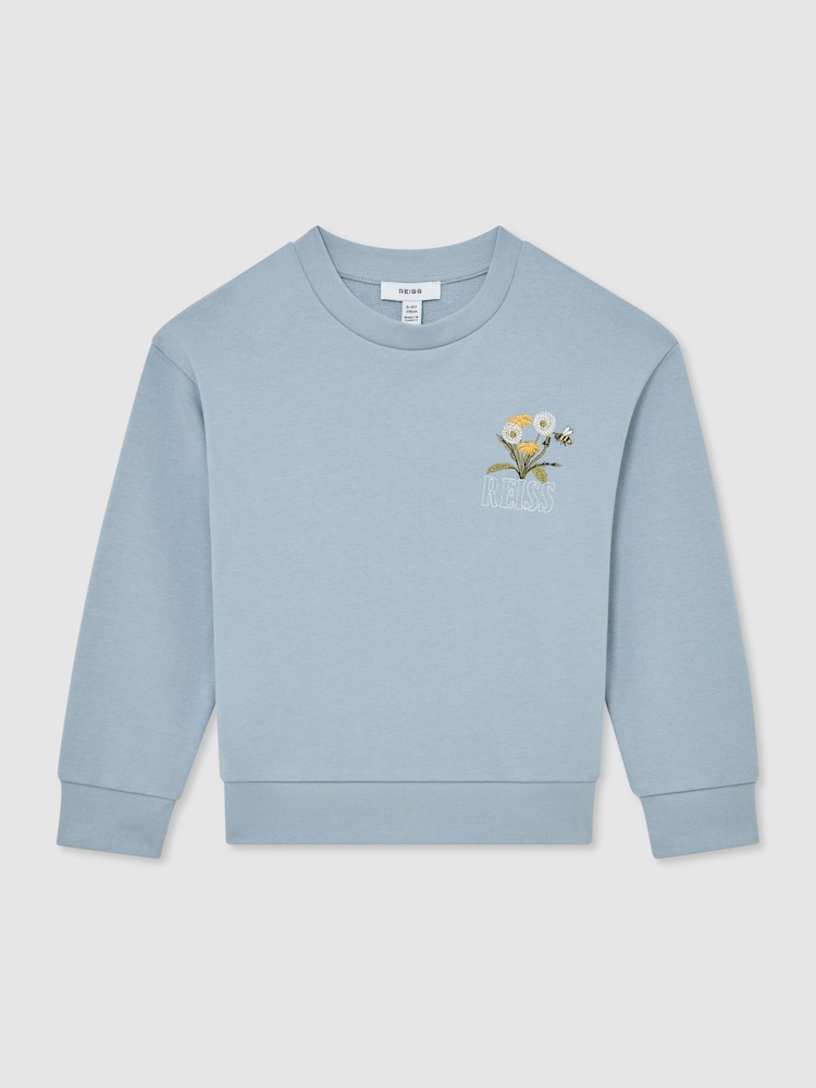 Reiss Pale Blue Epping 9-13 yrs Cotton Dandelion Logo Sweatshirt - Image 2 of 4