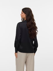 VERO MODA Black Satin Long Sleeve Shirt - Image 3 of 4