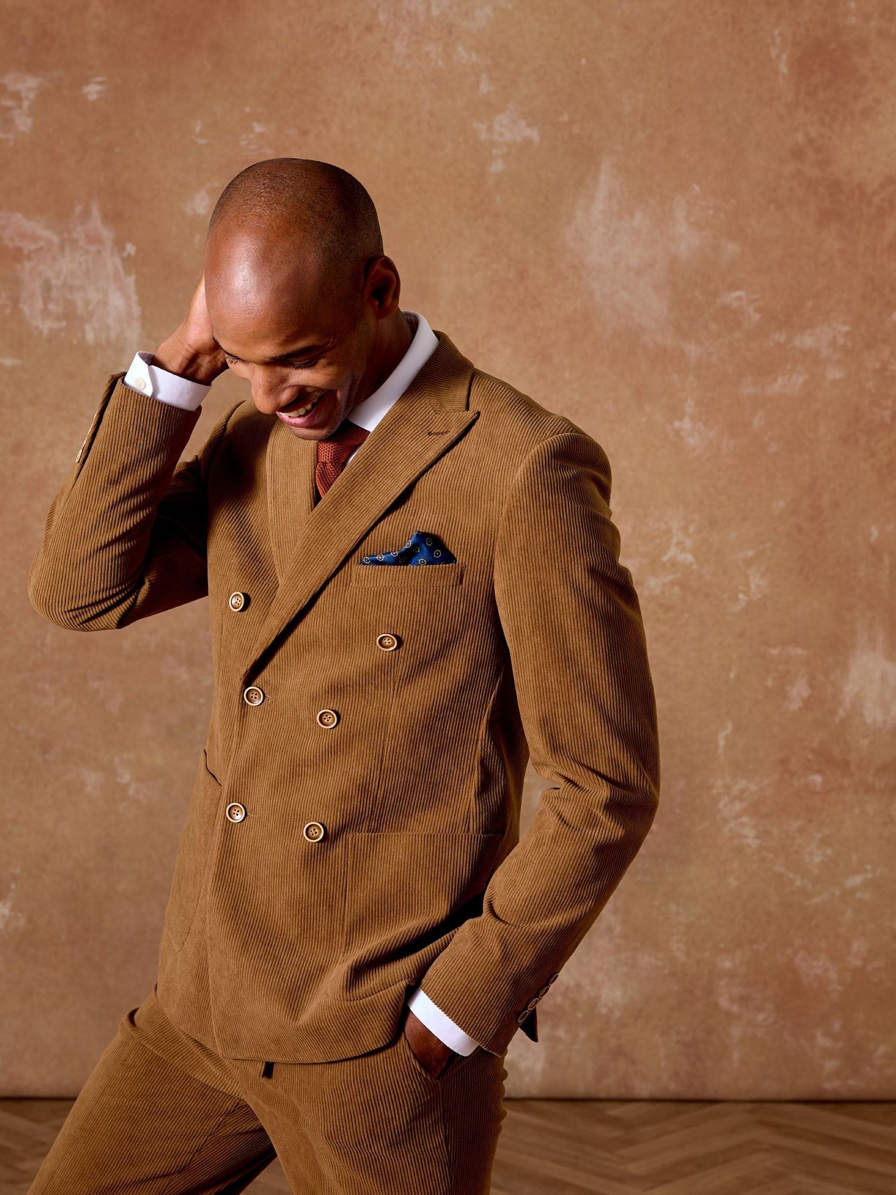 Buy Skopes Brown Double Breasted Dorsey Suit Tailored Fit Double