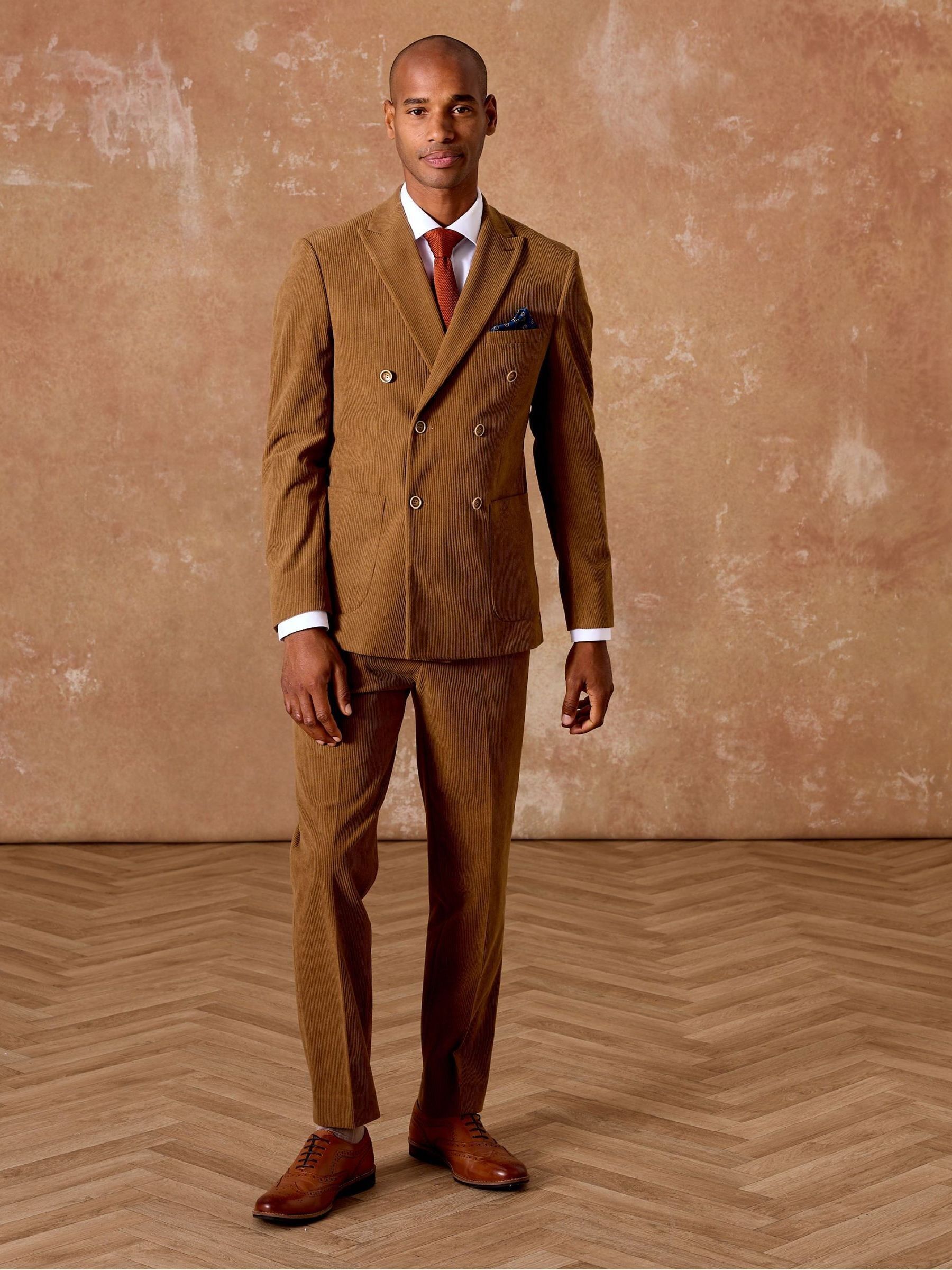 Buy Skopes Brown Double Breasted Dorsey Suit Tailored Fit Double