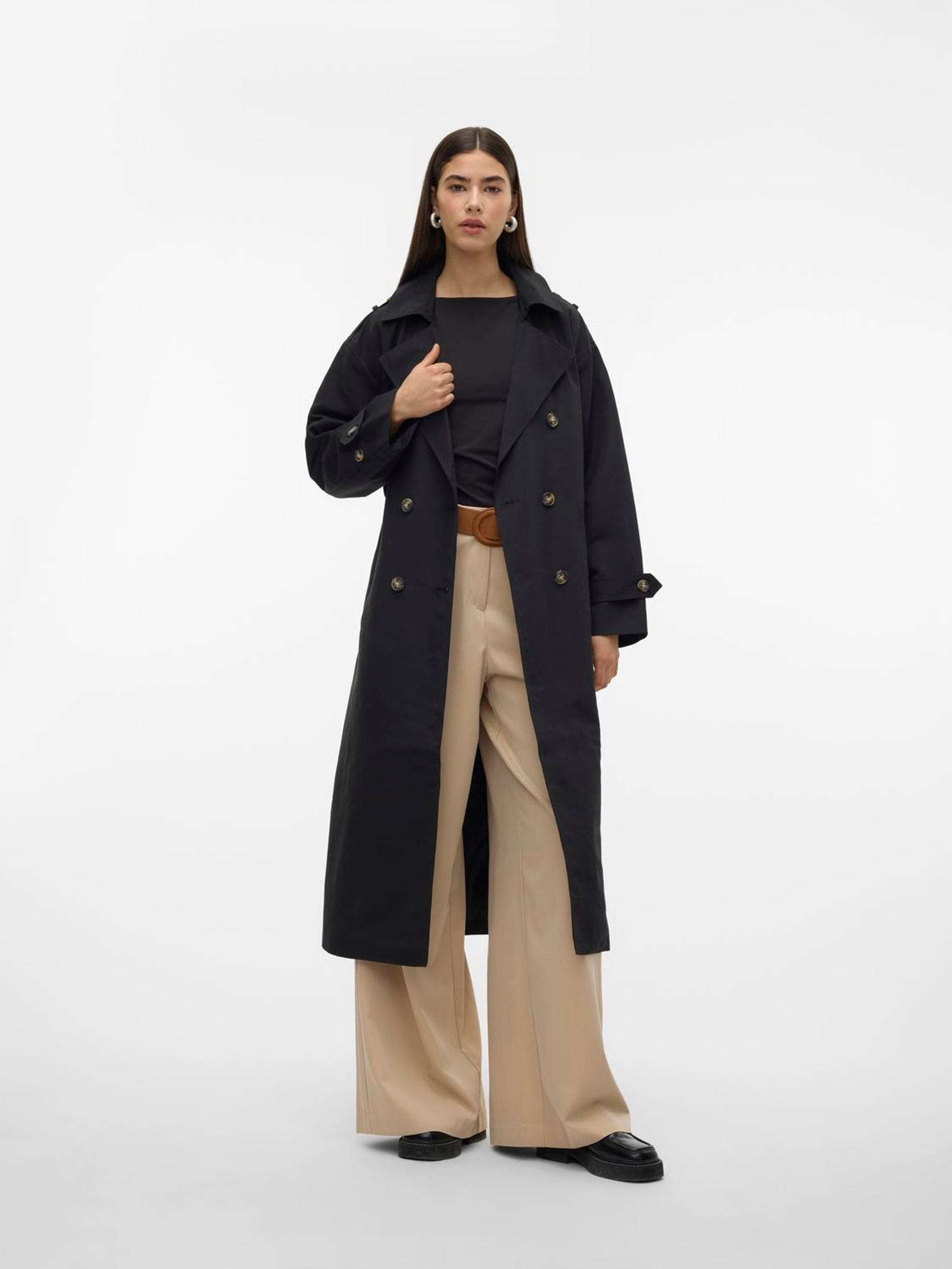 Next：日本 ブラック - Vero Moda ロング ベルト トレンチコート from