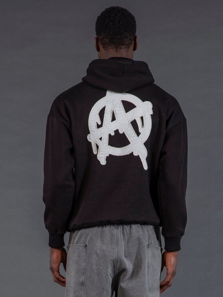 Religion Black Anarchy Applique Hoodie - Image 1 of 5