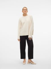 VERO MODA Cream Long Sleeve Relaxed Fit Slouchy Round Neck Jumper - Image 2 of 5