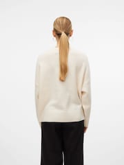 VERO MODA Cream Long Sleeve Relaxed Fit Slouchy Round Neck Jumper - Image 3 of 5
