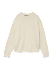 VERO MODA Cream Long Sleeve Relaxed Fit Slouchy Round Neck Jumper - Image 5 of 5