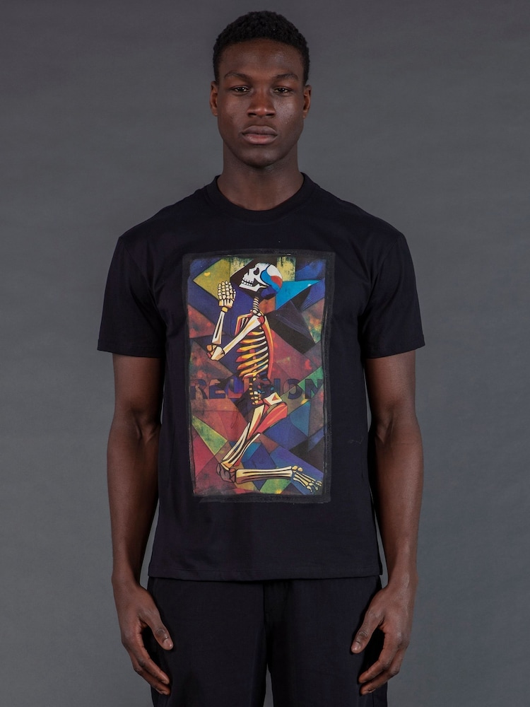 Religion Black Praying Skeleton Cubism T-Shirt - Image 1 of 5 Religion Black Praying Skeleton Cubism T-Shirt - Image 1 of 5