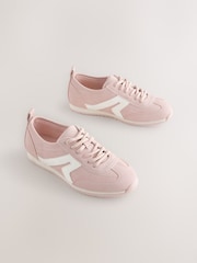 Pink Lace-up Retro Trainers - Image 1 of 5
