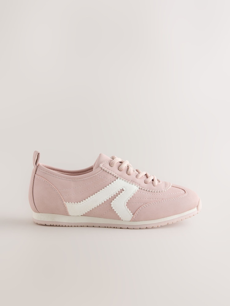 Pink Lace-up Retro Trainers - Image 2 of 5