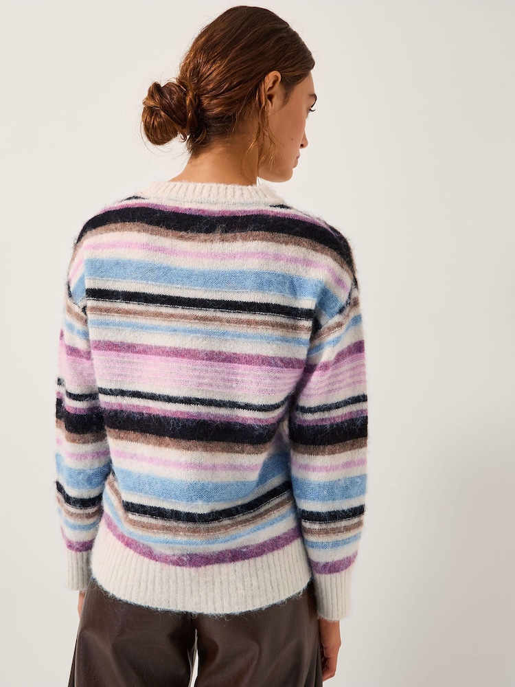 Monsoon White Sylvie Stripe Jumper - Image 2 of 4 Monsoon White Sylvie Stripe Jumper - Image 2 of 4
