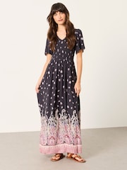FatFace Black Paisley Alma Midi Dress - Image 2 of 7