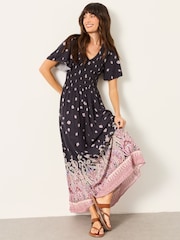 FatFace Black Paisley Alma Midi Dress - Image 4 of 7
