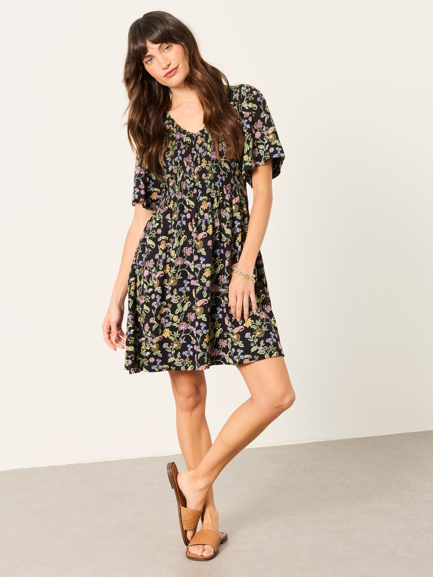 Fatface Women's Black Stitch Paisley Emma Floral Jersey Dress - Image 1
