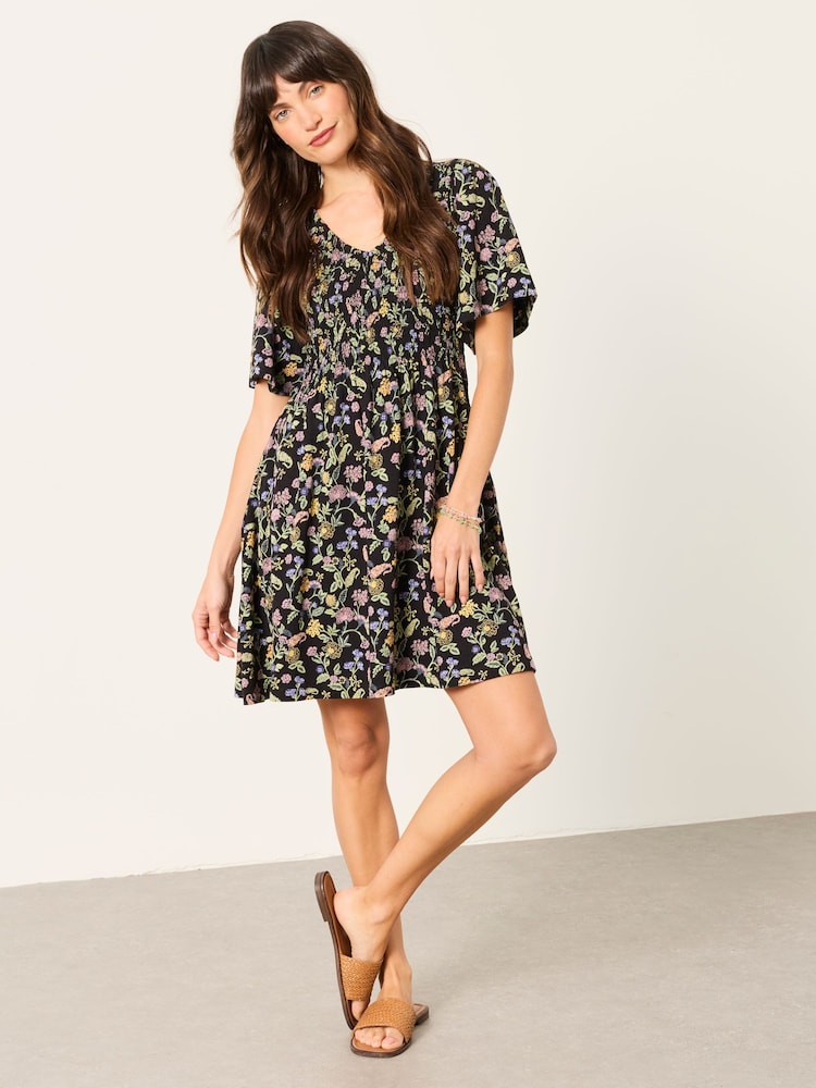 FatFace Black Stitch Paisley Emma Floral Jersey Dress - Image 1 of 4 FatFace Black Stitch Paisley Emma Floral Jersey Dress - Image 1 of 4