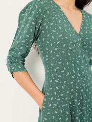 FatFace Anya Green Paisley Petite Mini Dress - Image 3 of 5