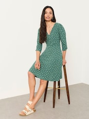 FatFace Anya Green Paisley Petite Mini Dress - Image 4 of 5