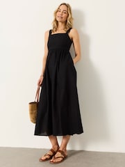 FatFace Black Gili Embroidered Midi Dress - Image 1 of 6