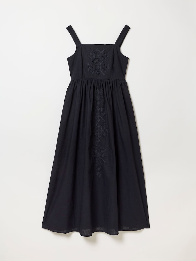 FatFace Black Gili Embroidered Midi Dress - Image 6 of 6