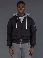 Religion Black Reversible Bomber Hoodie - Image 1 of 9