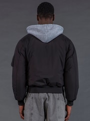 Religion Black Reversible Bomber Hoodie - Image 2 of 9