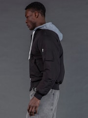 Religion Black Reversible Bomber Hoodie - Image 3 of 9