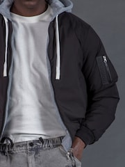 Religion Black Reversible Bomber Hoodie - Image 4 of 9