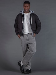 Religion Black Reversible Bomber Hoodie - Image 5 of 9