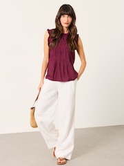 FatFace Burgundy Red Petite Gi Embroidered Blouse - Image 3 of 5