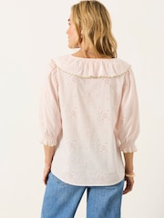 FatFace Carly Pink Petite Broderie Blouse - Image 2 of 6