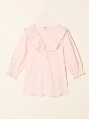 FatFace Carly Pink Petite Broderie Blouse - Image 6 of 6