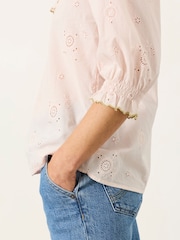 FatFace Carly Pink Broderie Blouse - Image 5 of 6