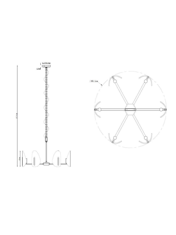 Brass Aura 6 Light Chandelier Ceiling Light - Image 2 of 2