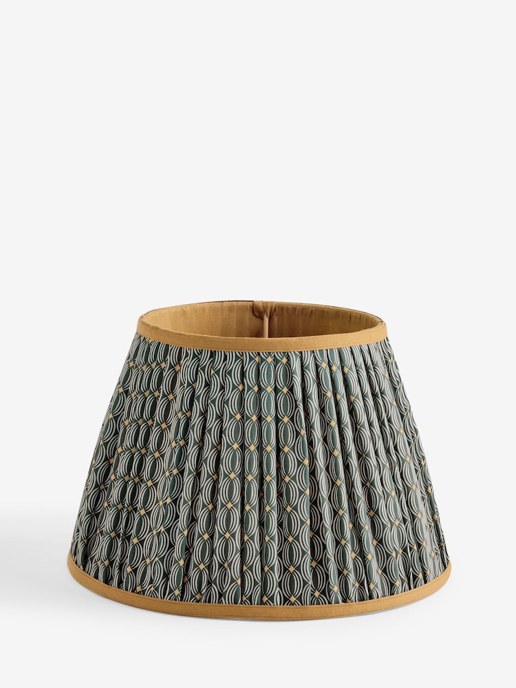 Green Geo Contrast Trim Pleated Lamp Shade - Image 1 of 3 Green Geo Contrast Trim Pleated Lamp Shade - Image 1 of 3