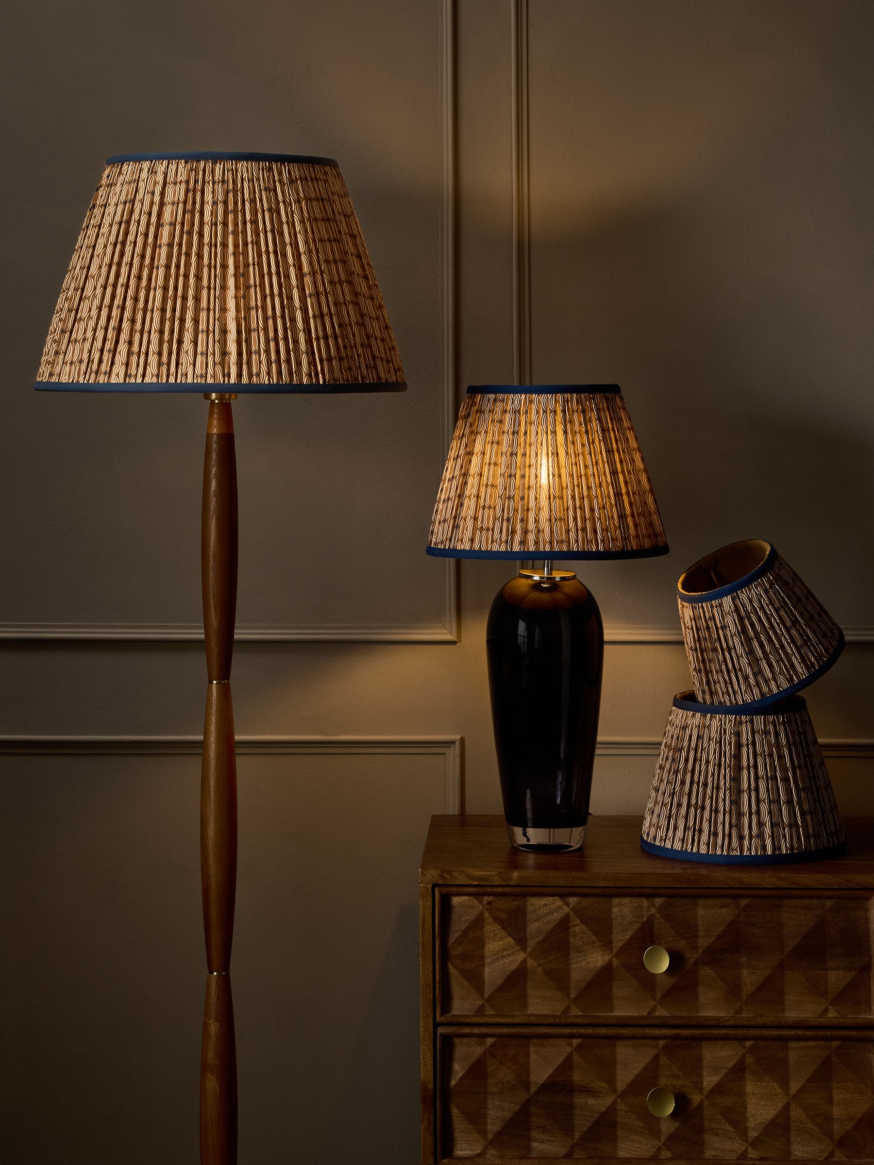Ochre Yellow Geo Pleated Lamp Shade
