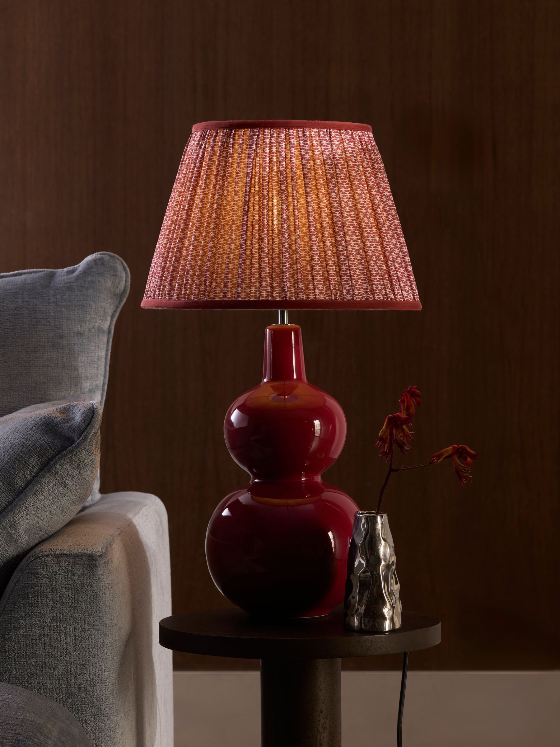 Red Geo Pleated Lamp Shade