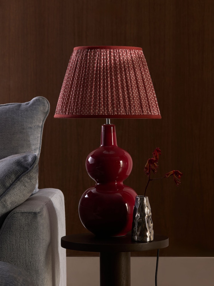 Red Geo Pleated Lamp Shade - Image 2 of 4 Red Geo Pleated Lamp Shade - Image 2 of 4