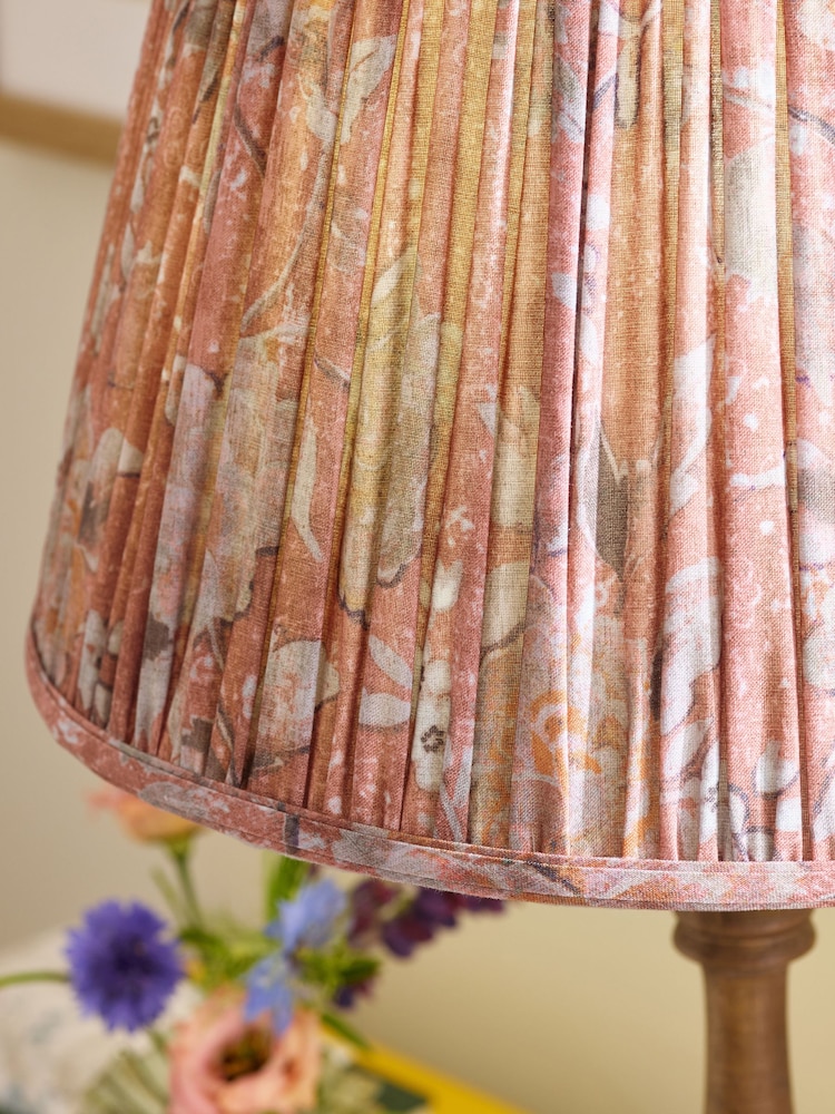 Red Floral Pleated Lamp Shade - Image 4 of 4 Red Floral Pleated Lamp Shade - Image 4 of 4