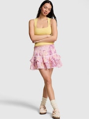 Victoria's Secret Pink Dusty Iris Blue Floral Print Ruffle Mini Skirt - Image 1 of 2