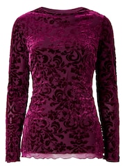 Joe Browns Red Devore High Neck Top - Image 5 of 5
