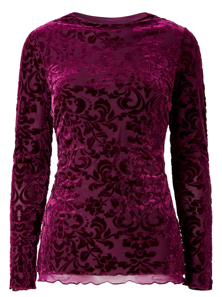 Joe Browns Red Devore High Neck Top - Image 5 of 5 Joe Browns Red Devore High Neck Top - Image 5 of 5